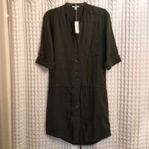 James Perse Linen Button Up Tie Waist Dress